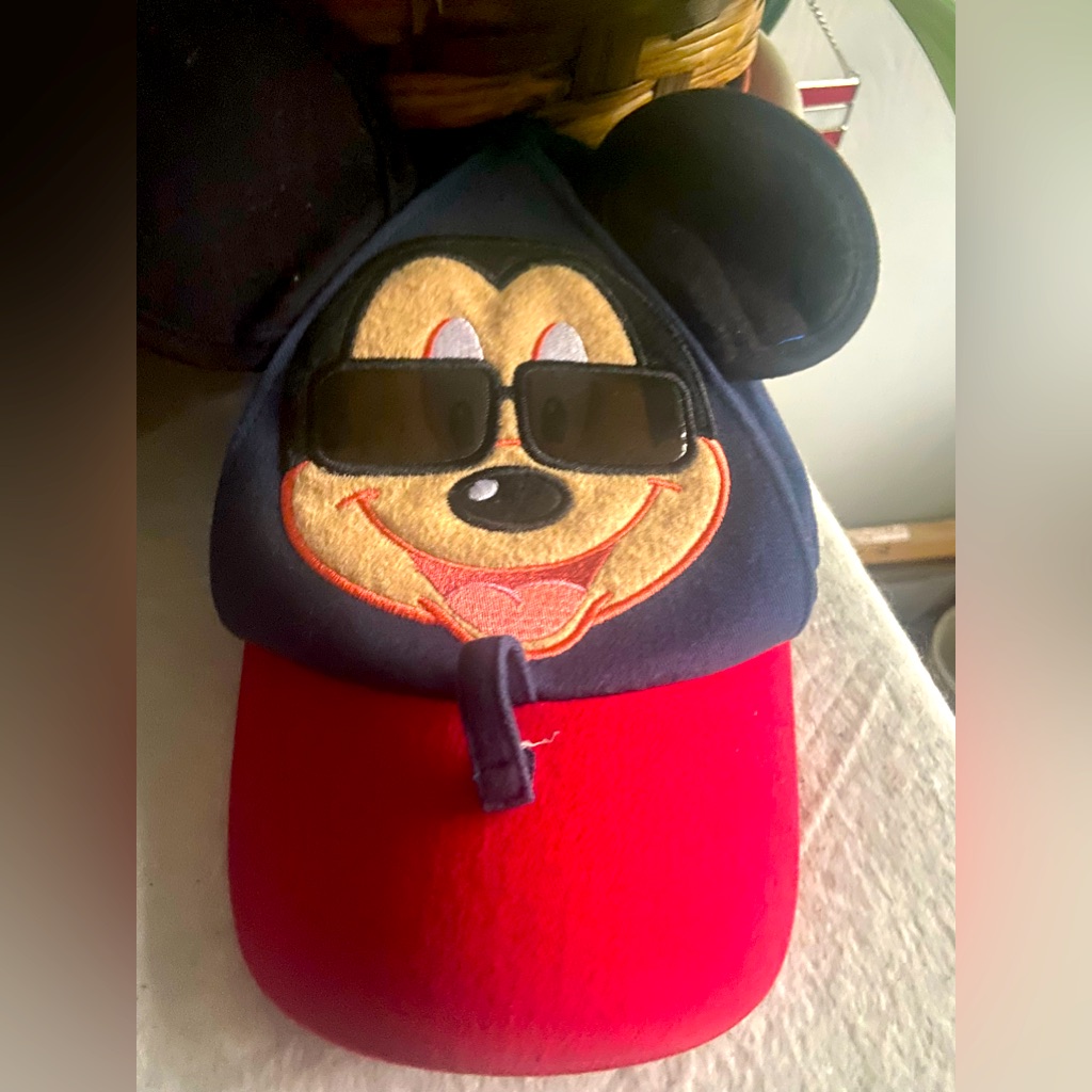 Disney Mickey Mouse Ball Cap With Ears & Attach Your Sunglasses, Not Incl.
